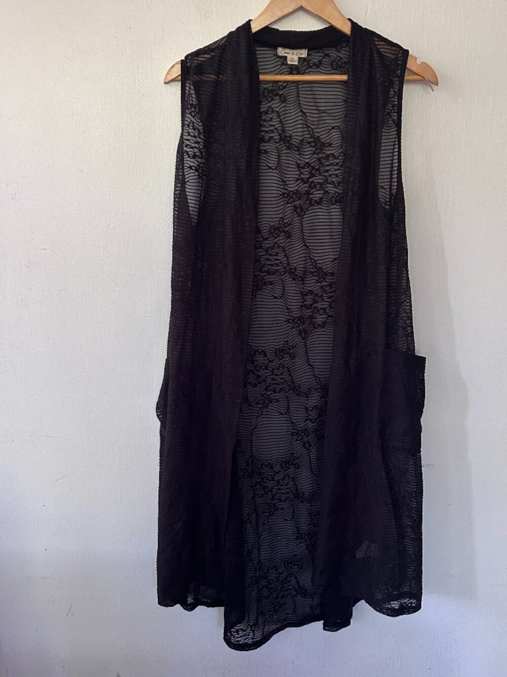 Emi + Joe Kimono Duster Womens XL Black Lace Whimsigoth Dark Fairy